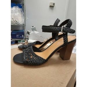 NINE WEST Tinsley Black Woven Block Heels Women's Size 7.5